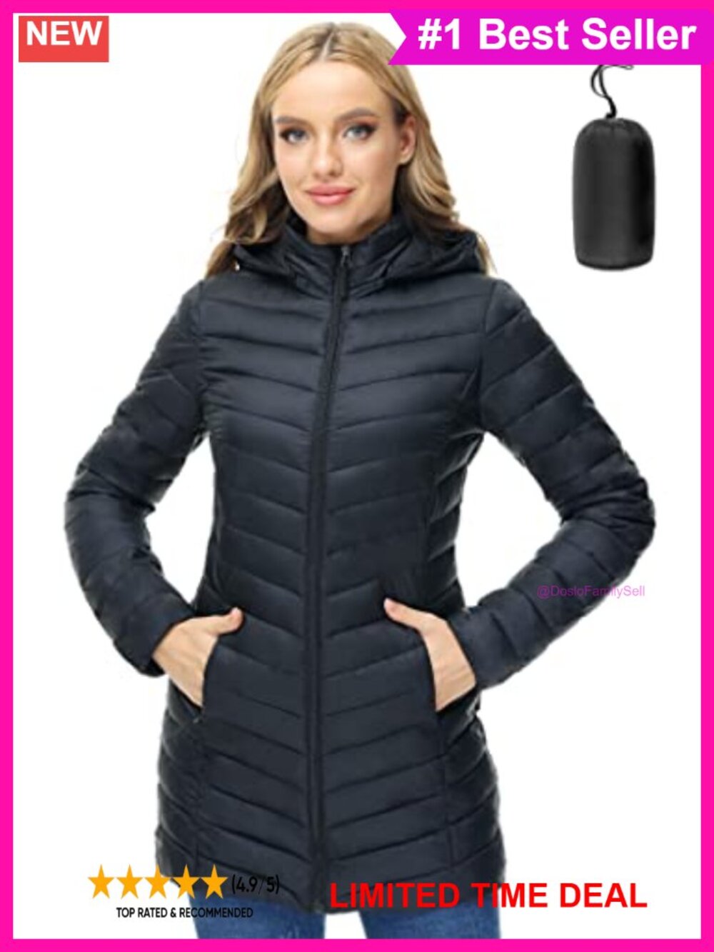 Lightweight Packable Hooded Puffer Jacket Quilted Winter Coat
